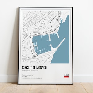 Formula 1 Monaco Circuit, Formula 1 Wall Art, F1 Track Poster, Monaco Grand Prix, Formula 1 Print, Gifts for Him or Her