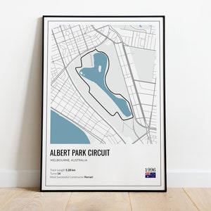 Formula 1 Albert Park Circuit, Formula 1 Wall Art, F1 Track Poster, Australian Grand Prix, Formula 1 Print, Gifts for Him or Her