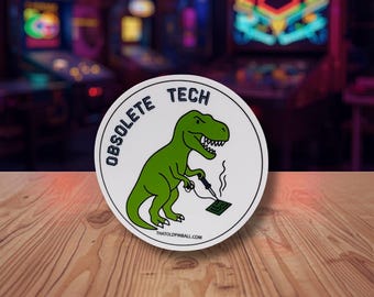 Obsolete Tech Dinosaur Sticker, Retro Computer, Arcade Fan Vinyl Decal, Soldering Dinosaur, Funny Sticker