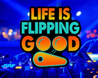 Life is Flipping Good Sticker, Retro Pinball Graphic Sticker, Vintage Gamer Gift, Arcade Lover Sticker, Pinball Player Sticker