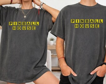 Retro Pinball House Shirt, Comfort Colors 1717 T-Shirt, Vintage Arcade Graphic Tee, Gamer Gift, Pinball Lover Top, Unisex Heavyweight Tee