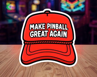 Make Pinball Popular Again Sticker, Retro Pinball Graphic Sticker, Vintage Gamer Gift, Arcade Lover Sticker, Pinball Player Sticker
