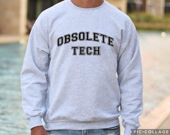 Retro Computer College Graphic Sweatshirt, Vintage VCR Floppy Disk Humor Sweatshirt