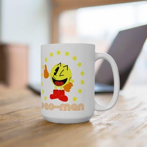 Pac-Man Ceramic Mug | Retro Gaming Coffee Cup, Gamer Gift, Video Game Lover, Fun Kitchen Decor, Birthday Party Accessory, Collectible Mug