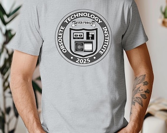 Obsolete Tech Collage Shirt, Retro Computer Graphic Tee, 70s Nostalgia Electronics T-Shirt, Gildan Soft Style Tee