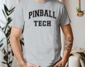 Pinball Tech College Style Shirt, Retro Arcade Enthusiast Apparel, Vintage Graphic Tee