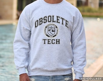 Obsolete Tech Institute College Style Crew Sweatshirt, Vintage Electronics Graphic sweatshirt, 70s Nostalgia Apparel