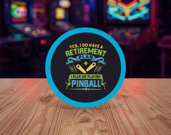 Pinball Retirement Plan Sticker, Retro Arcade Gamer Decal, Game Room Decor, Pinball Humor
