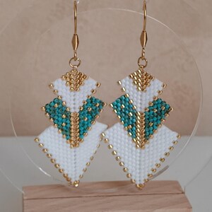 Boucles D'oreilles Dormeuses Perles Goutte Miyuki Plaqué Or Jaune - Style Minimaliste, Neuves