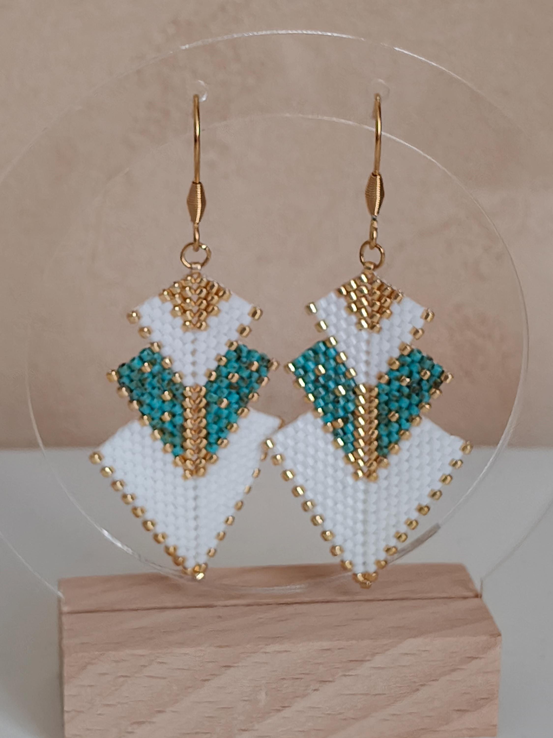 Boucles D'oreilles En Perles De Cristal Tissées Jaune - Fait Main Pour Femme | Bijou élégant Et Artisanal