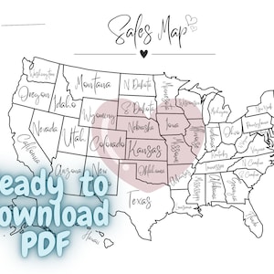 Druckbare Instant Download Sales Map Tracker - USA