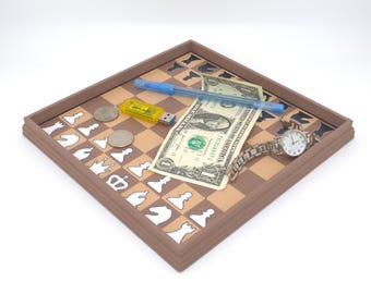 Chess catchall tray - 8.6" - Decorative dish tray - Office organization - Gifts for coworkers or chess players - 3D printed