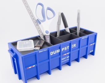 Yard Dumpster Desk Organizer - Removable Organizer Insert - 3D Printed - Gifts for Dad Coworker