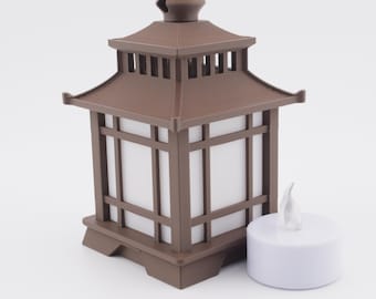 Mini Japanese Pagoda Lantern - Includes Tea Light - Battery - Multiple Colors - 4.2 Inches Tall - 3D Printed