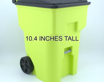 Mini Trash Can: 3D Printed with Working Lid Wheels - 10.4" tall - Multiple colors - Desktop Trash Bin - Gift for Kids Room Coworkers
