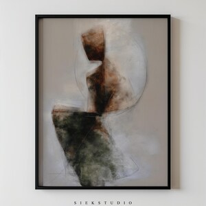 Arte mural figurativo abstracto, estampado de figura en tonos neutros marrones y negros, póster minimalista de forma humana, decoración moderna texturizada para dormitorio 1029