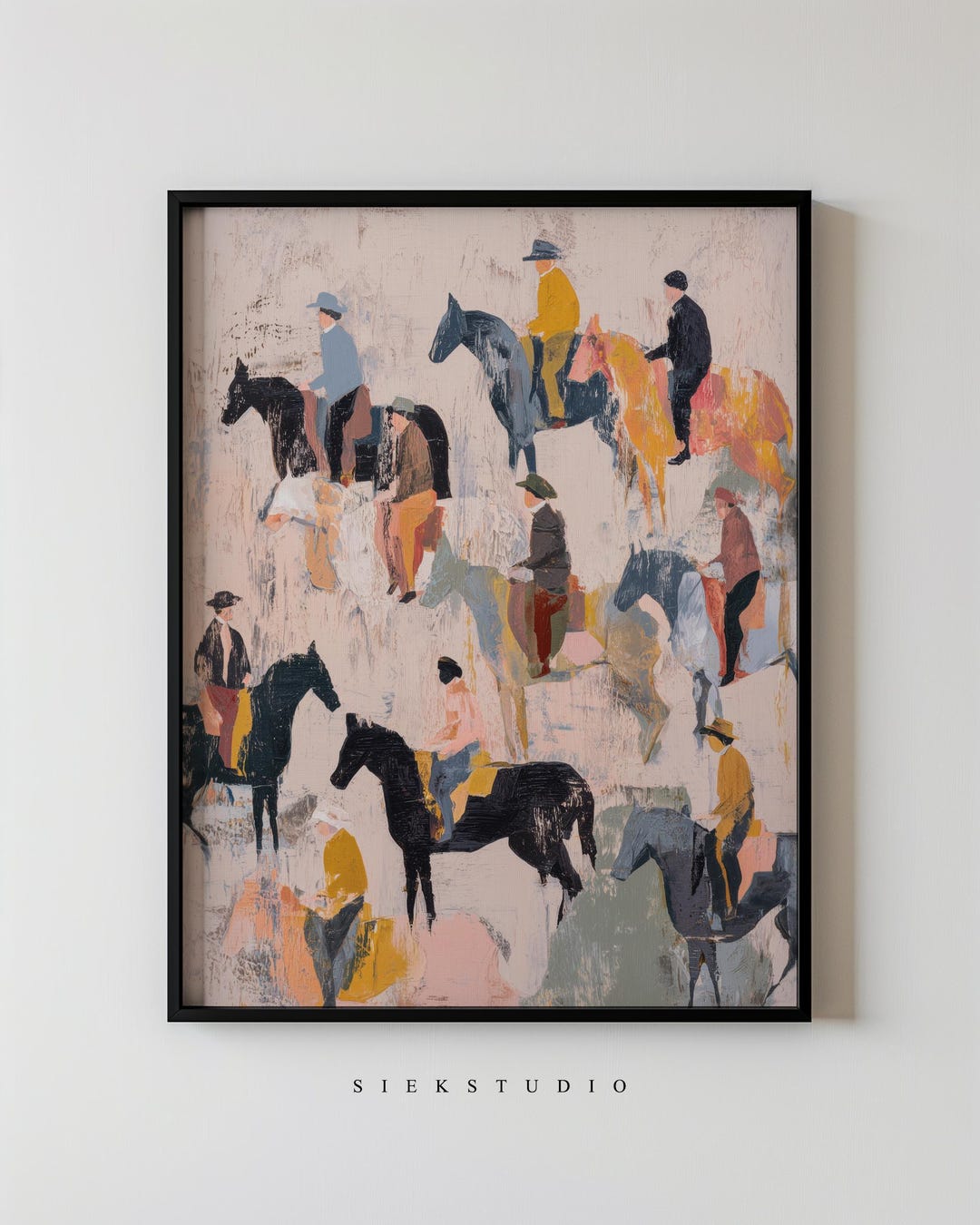 Abstract Equestrian Wall Art, Modern Horse Rider Art Print, Warm ...