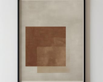 Neutral Terracotta Beige And Brown Square Shape Printable Modern Geometric Wall Art, Minimalistic Abstract Decor Download 382