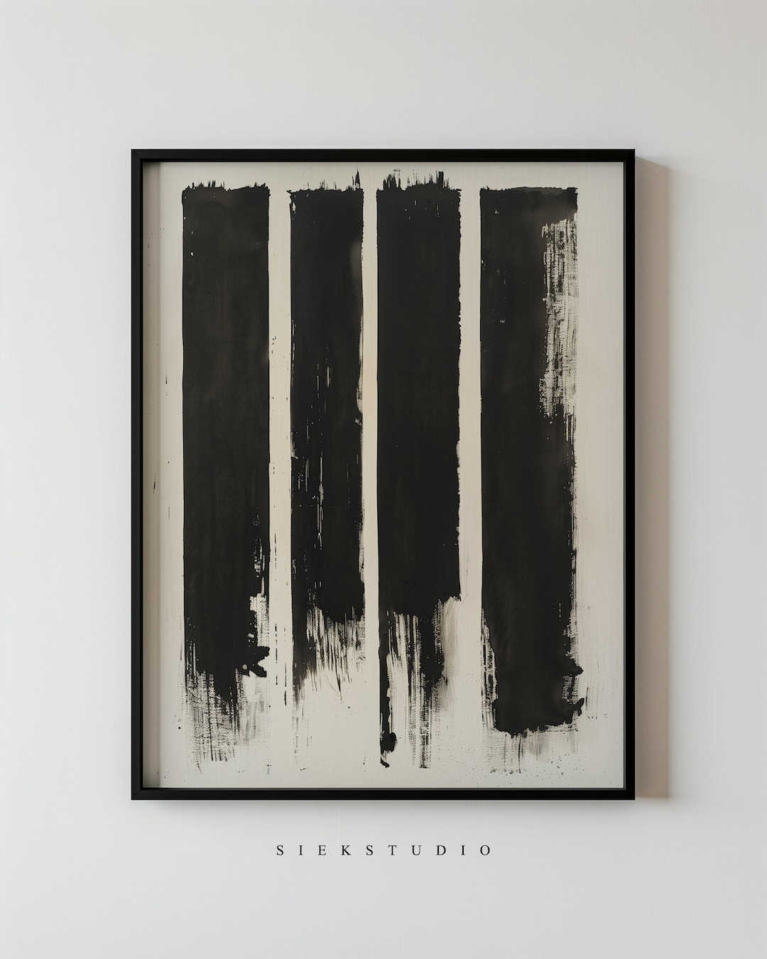 Minimalist Abstract Black and White Painting, Modern Boho Wall Art ...