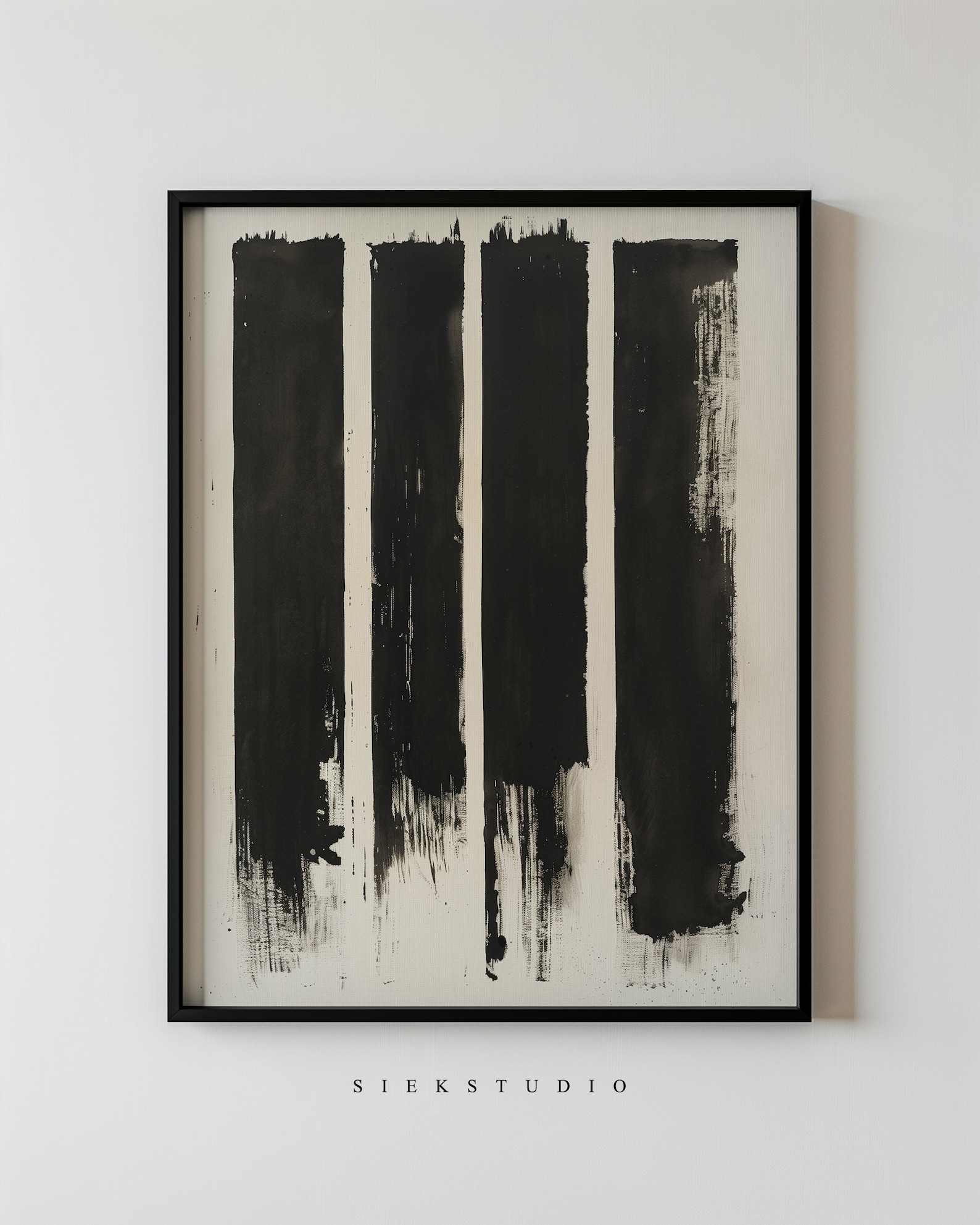 Minimalist Abstract Black and White Painting, Modern Boho Wall Art ...