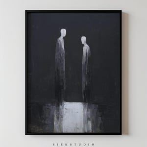 Abstract Figures People Wall Art, Minimalist Black And White Figure Printable Emotional Modern Couple Art Contemporary Living Room Decor 52