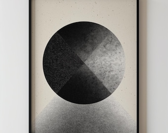 Minimalist Geometric Circle Art, Modern Black And White Abstract Printable Neutral Tonal Monochrome Contemporary Wall Living Room Decor 111