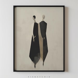 Minimalistischer figurativer Wand-Kunstdruck, neutrales japanisches digitales Poster, abstrakte Mode-moderne geometrische weibliche Silhouette-zeitgenössisches Dekor