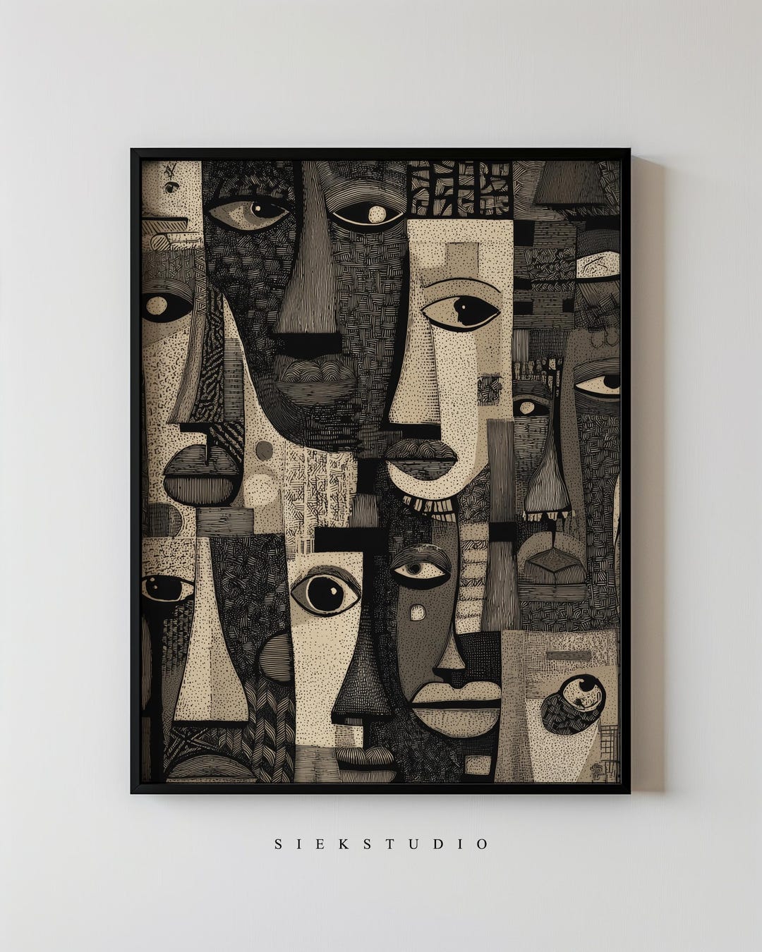 Abstract African Portrait Wall Art, Cubist Tribal Faces Printable Decor ...