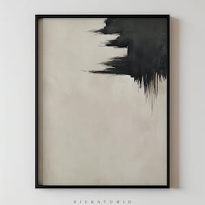 Black And Beige Brushstroke Wall Art, Modern Abstract Minimalist Painting, Contemporary Expressionist Home Minimalistic Decor Artwork 247 image 1