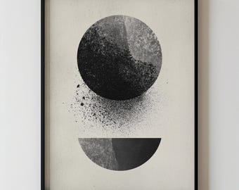 Modern Abstract Circle Printable Monochrome Minimalist Black And Beige Geometric Artwork, Contemporary Wall Art for Living Room Decor 110