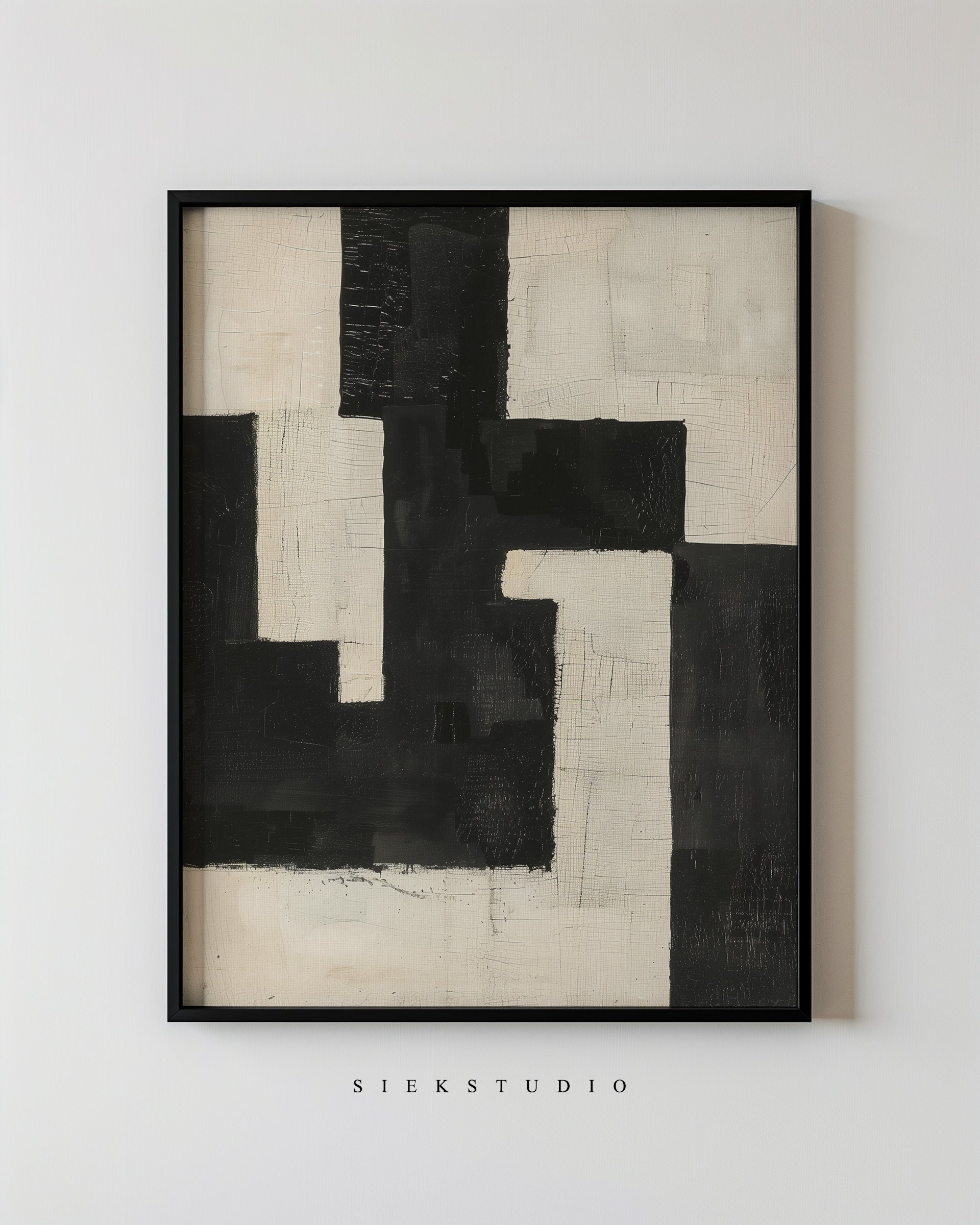 Modern Black and White Abstract Art Print, Minimalist Geometric Wall ...