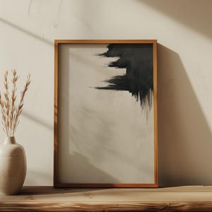 Black And Beige Brushstroke Wall Art, Modern Abstract Minimalist Painting, Contemporary Expressionist Home Minimalistic Decor Artwork 247 image 4