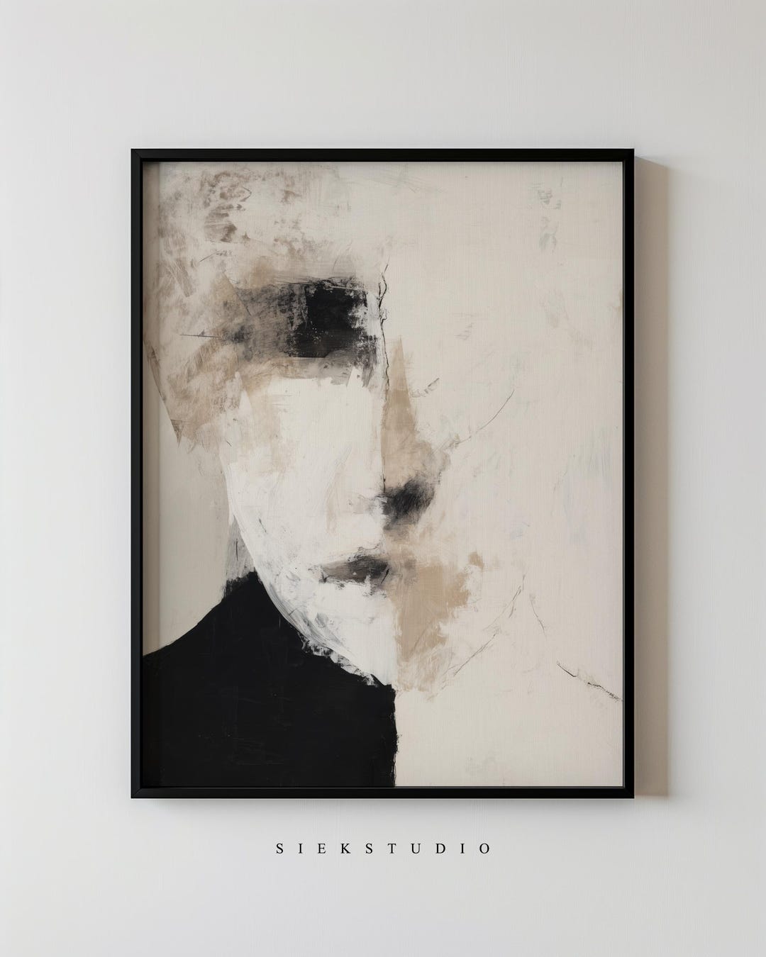 Abstract Half Face Portrait, Textured Modern Expressionist Print ...