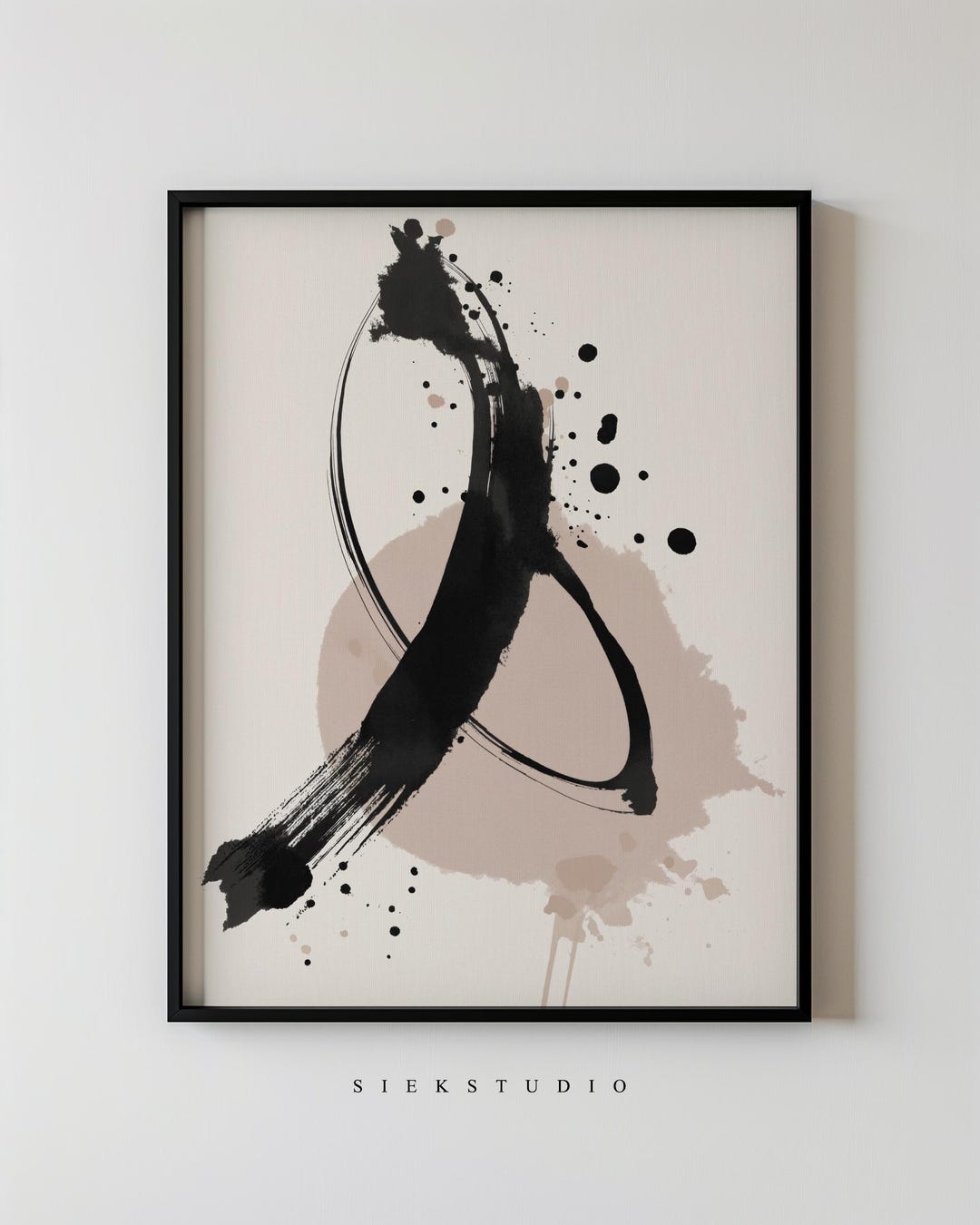 Modern Abstract Black Brushstroke Wall Art Minimalist Ink Painting ...