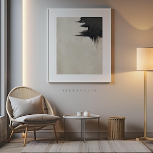 Black And Beige Brushstroke Wall Art, Modern Abstract Minimalist Painting, Contemporary Expressionist Home Minimalistic Decor Artwork 247 image 7