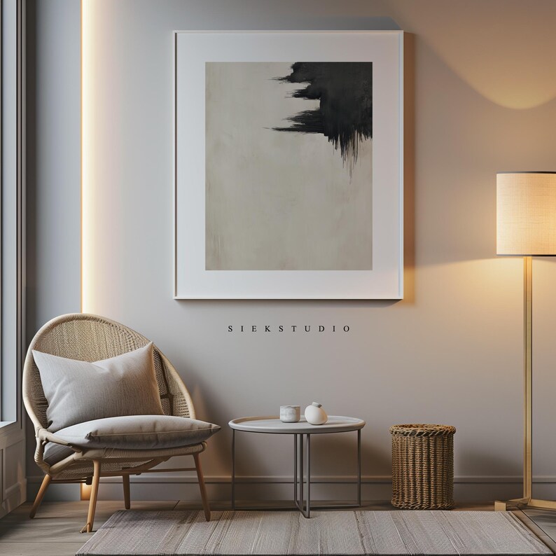 Black And Beige Brushstroke Wall Art, Modern Abstract Minimalist Painting, Contemporary Expressionist Home Minimalistic Decor Artwork 247 image 7
