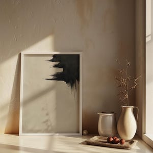 Black And Beige Brushstroke Wall Art, Modern Abstract Minimalist Painting, Contemporary Expressionist Home Minimalistic Decor Artwork 247 image 6