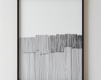 Minimalist Abstract Lines Printable Modern Black And White Vertical Stripe Drawing Wall Art, Neutral Contemporary Decor for Living Room 131