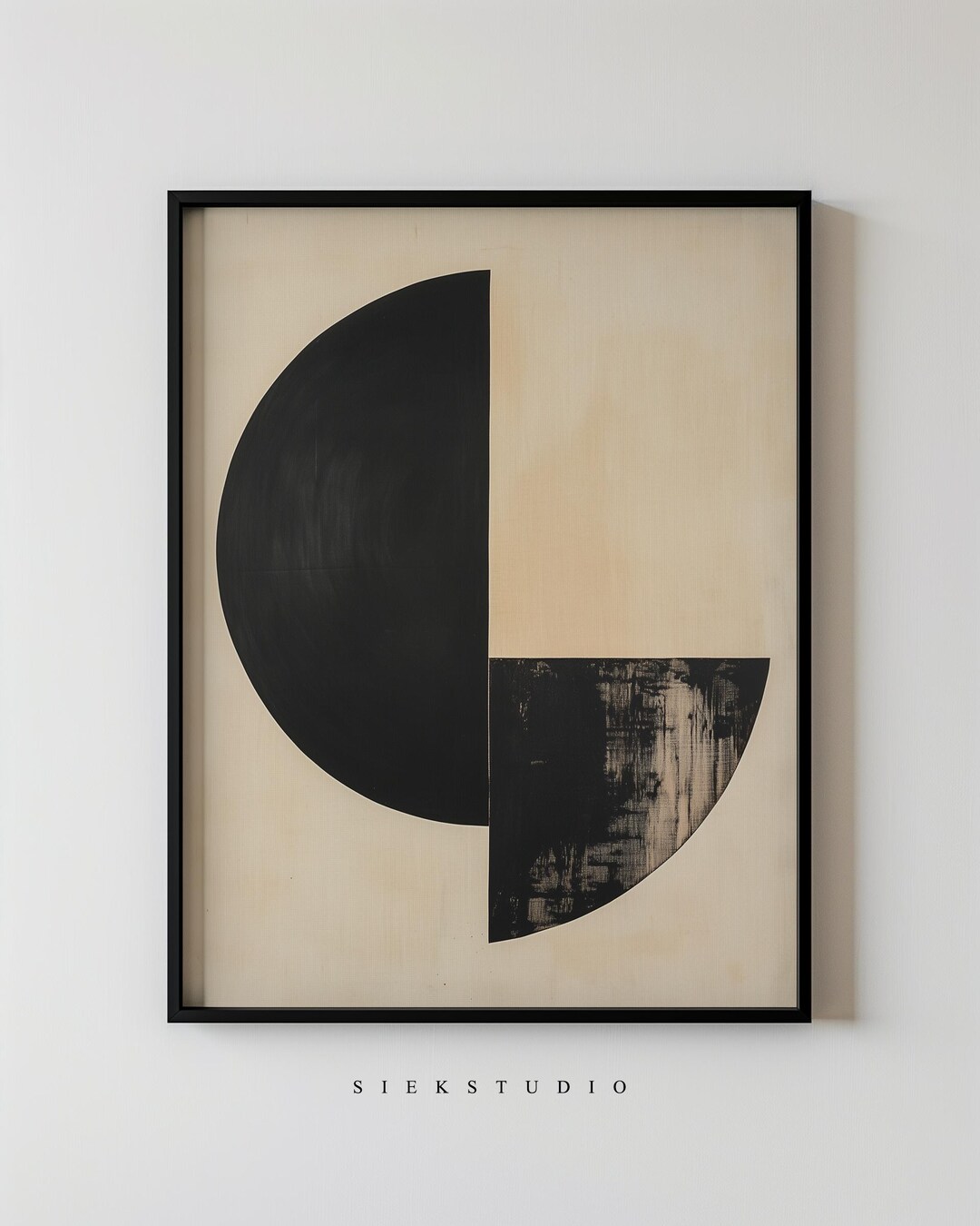 Minimalist Geometric Shapes Printable Abstract Black and Beige Art ...