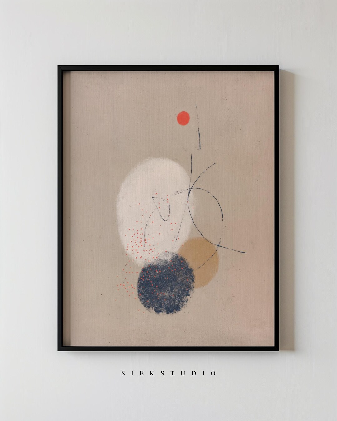 Abstract Minimalist Wall Art Print, Neutral Geometric Shapes Modern ...
