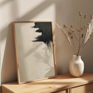 Black And Beige Brushstroke Wall Art, Modern Abstract Minimalist Painting, Contemporary Expressionist Home Minimalistic Decor Artwork 247 image 2