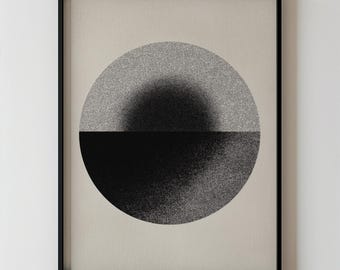 Abstract Minimalist Circle Printable Modern Black, Grey And Beige Geometric Wall Art, Contemporary Design Artwork for Living Room Decor 112