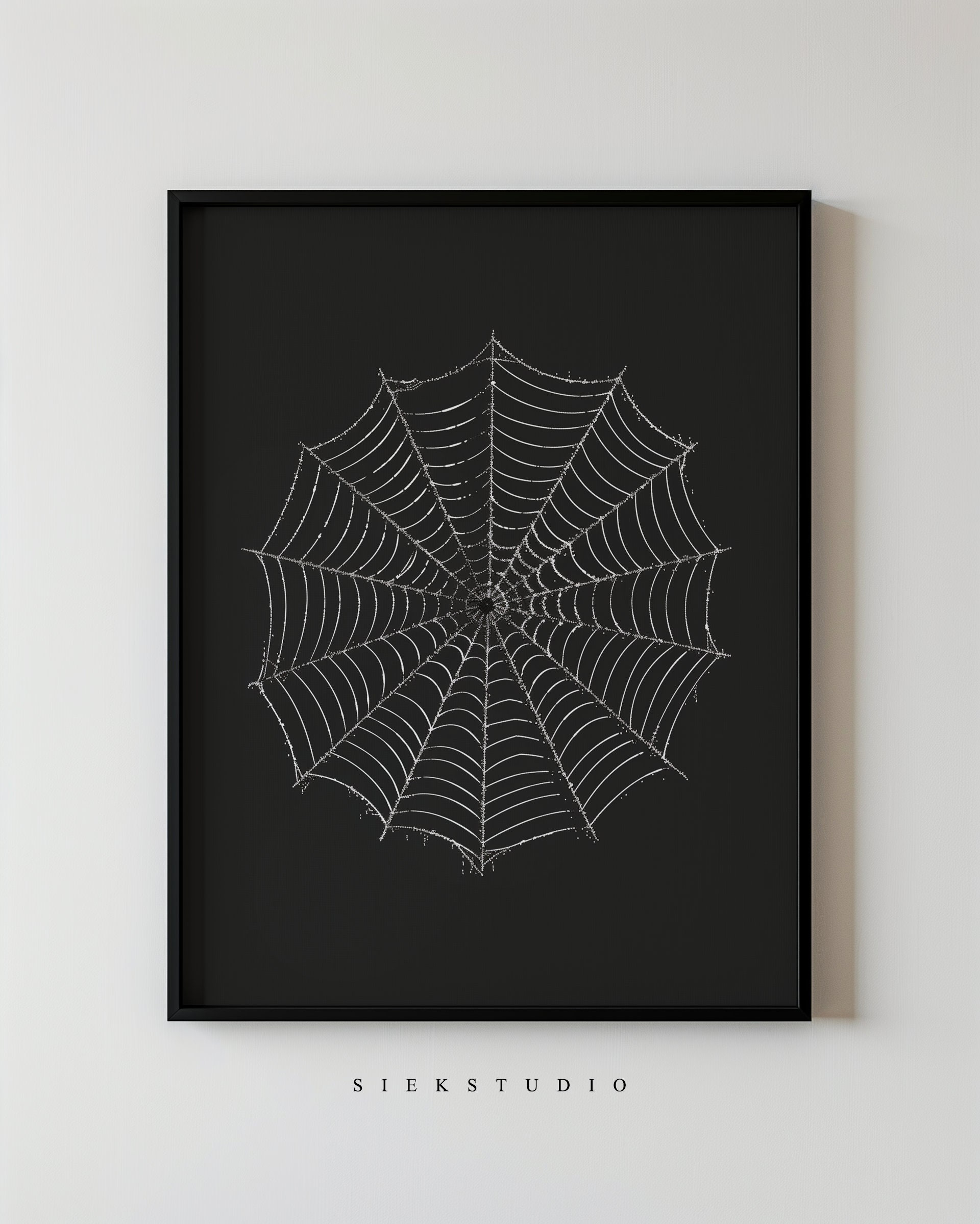 Spooky Spider Web Art Printable, Black and White Halloween Wall Art, Aesthetic Minimalist Gothic Decor, Autumn Halloween Home Decor Download