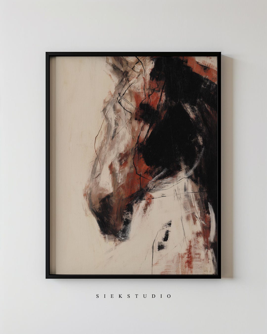 Abstract Horse Head Wall Art Printable Modern Equestrian Painting ...
