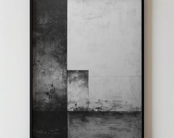 Monochrome Geometric Abstract Art Black And White Minimalist Wall Printable Modern Neutral Form Contemporary Decor for Living Room or Office