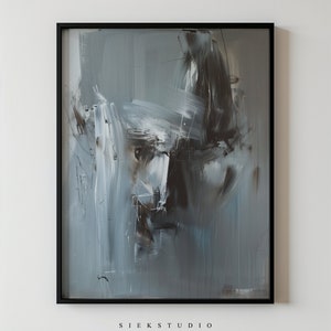 Abstract Expressionism Portrait, Blue and Black Brush Stroke Art, Modern Wall Art, Contemporary Abstract Painting, Downloadable Art Print