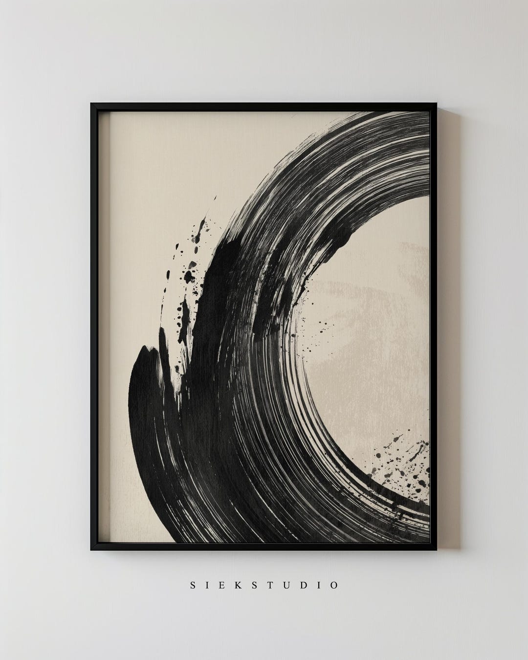 Minimalist Black Brush Stroke Art Print, Neutral Abstract Wall Art ...