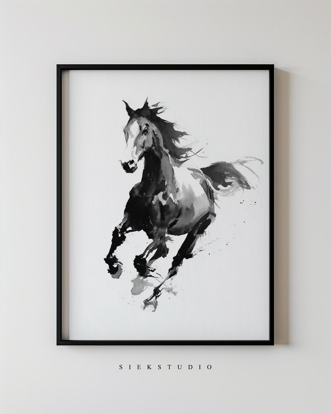 Black Horse Wall Art, Abstract Animal Art Print, Modern Minimalist ...