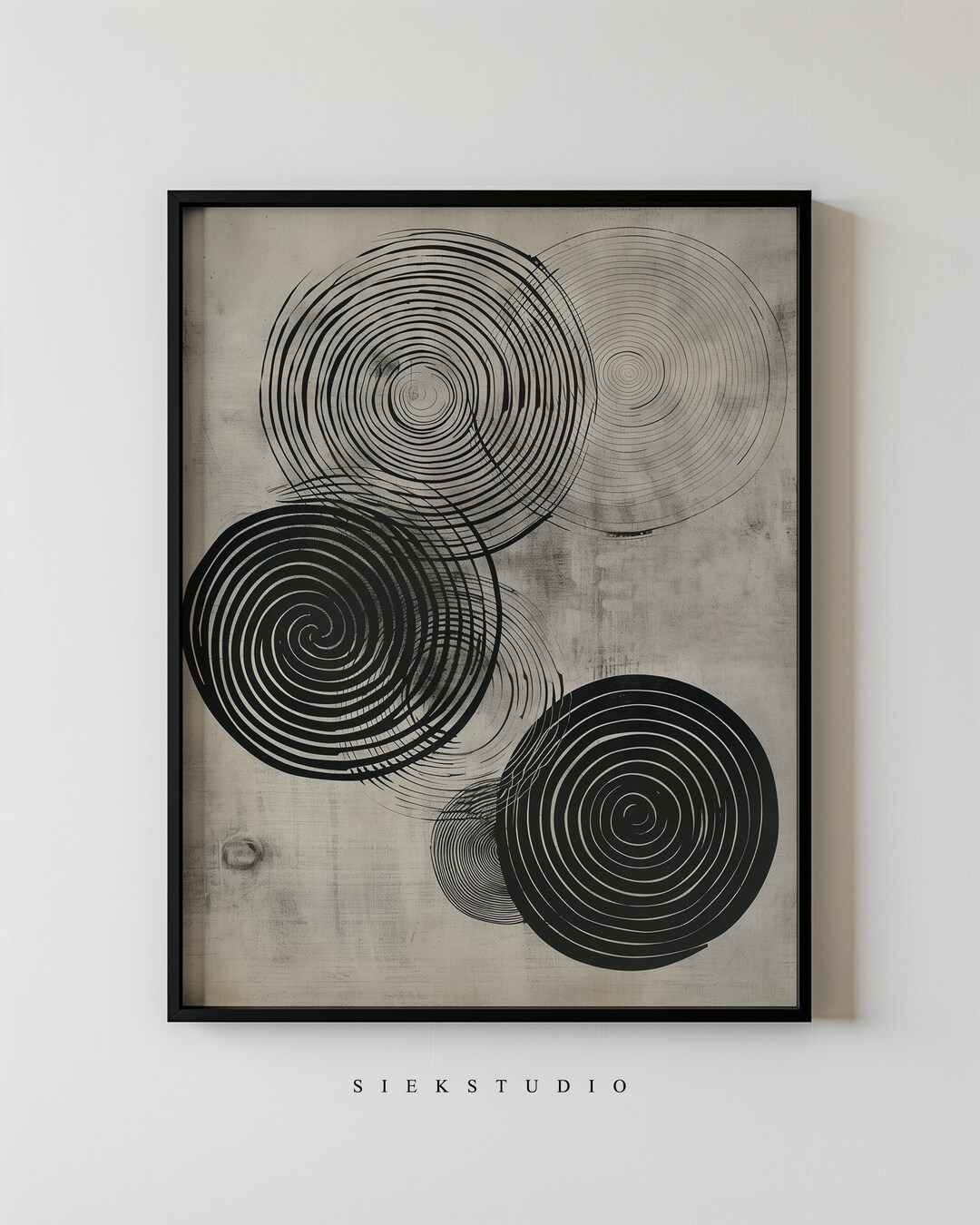 Abstract Spiral Circle Art Printable Black and White Minimalist Circle ...