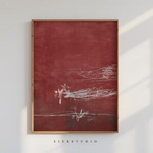 Red Scribble Abstract Wall Art Printable Minimalist Modern Canvas, Bold ...